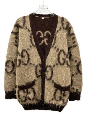 H31000 Gucci coffee color logo jacquardcardigan jacket S size with tag